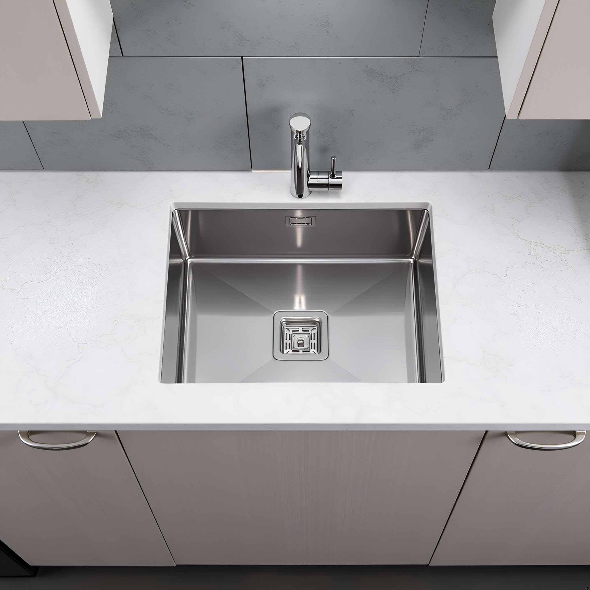 Edesa 950270029 Sous Plan De Travail | Modèle Makalu BE 50 X 40 1C R-10 | 1 Bac Carré | Évier De Cuisine 20 Cm De Profondeur | Largeur De 60 Cm | Finition En Acier Inoxydable