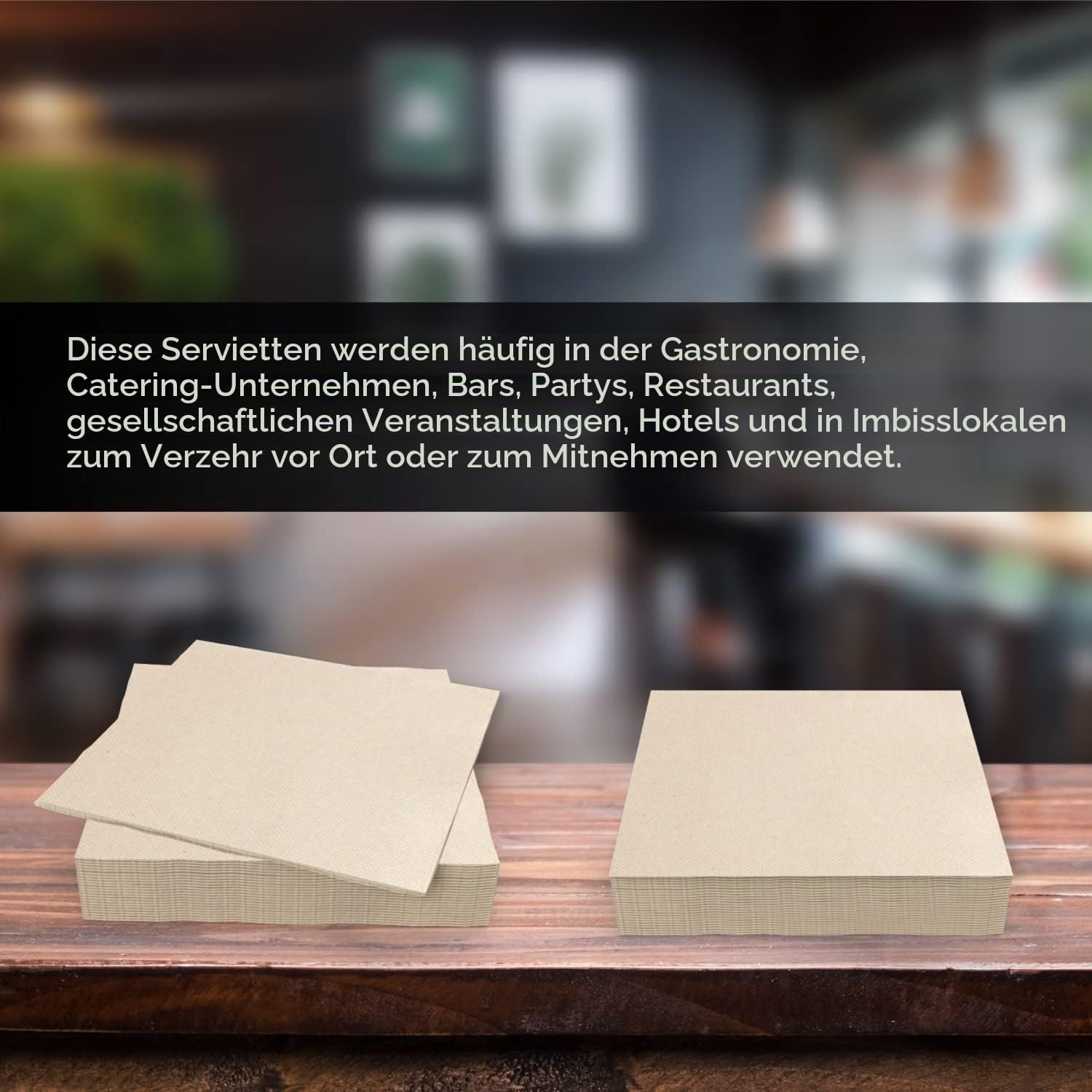 Hostelnovo – 600 Stück Cocktailservietten der Marke Bio-Eco – Color Natural – 100% recycelbar – Micropoint – 10 x 10 cm (gefaltet) und 20 x 20 cm (aufgeklappt)