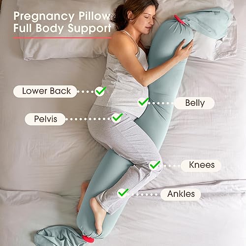 Miniatura 3 de bbhugme Almohada de embarazo ajustable  Soporte de cuerpo completo para dormir de lado  Firmeza y forma ajustables  Soporta espalda, piernas,