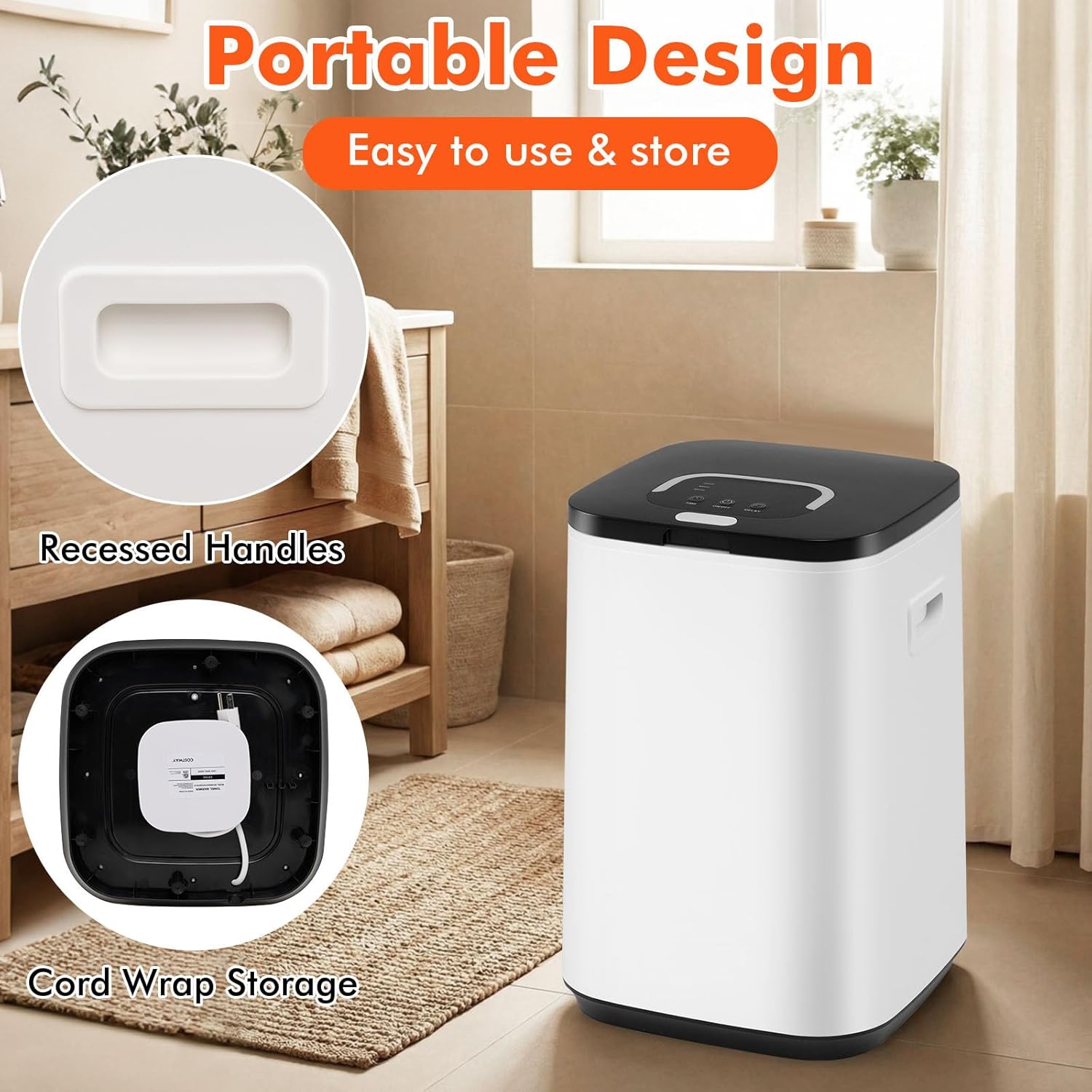 Giantex Towel Warmer, 23L Large Hot Towel Heater Bucket w/LED Light, 24H Delay Timer, Adjustable Heating Time, 4 Removable Hooks, Luxury Blanket Warmer for Bathroom, Fits 3 40" x 70" Oversized Towels