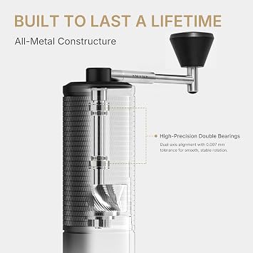 Timemore C5 ESP PRO Manual Coffee Grinder 50 Adjustable Settings, 42mm Stainless Steel Burr Hand Coffee Grinder with Fordable Handle, All Metal, for Espresso, French Press & Pour-over, 30g Capacity