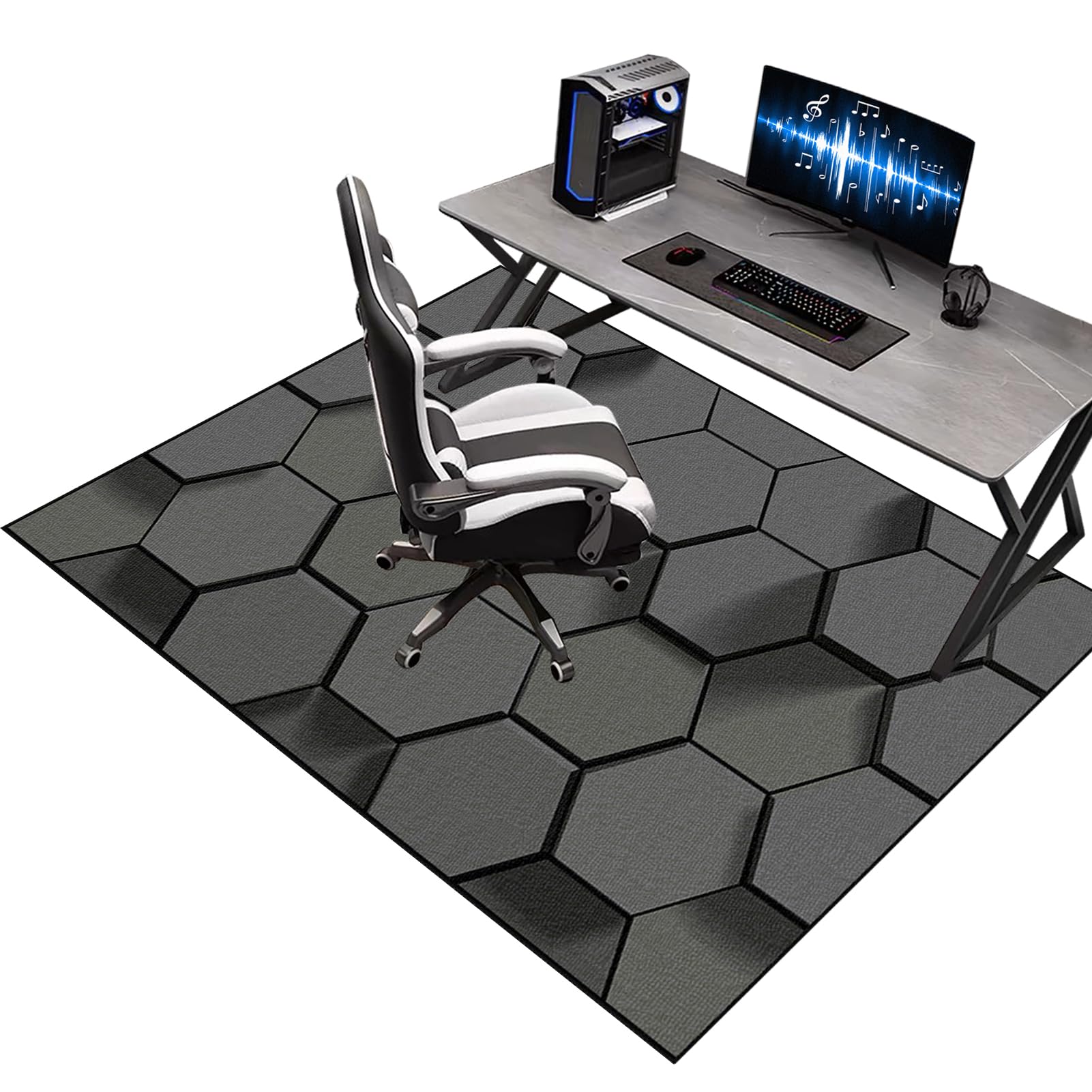 Kqiejuy Colorb2658 Heavy Duty Gaming Chair Mats For Carpeted And Hardwood Floor, Office Chair Mat For Carpet, Desk Chair Mat For Carpeted Floors, Floor Protectors For Rolling Chairs, Office Protector Rug 140 X 160 Cm