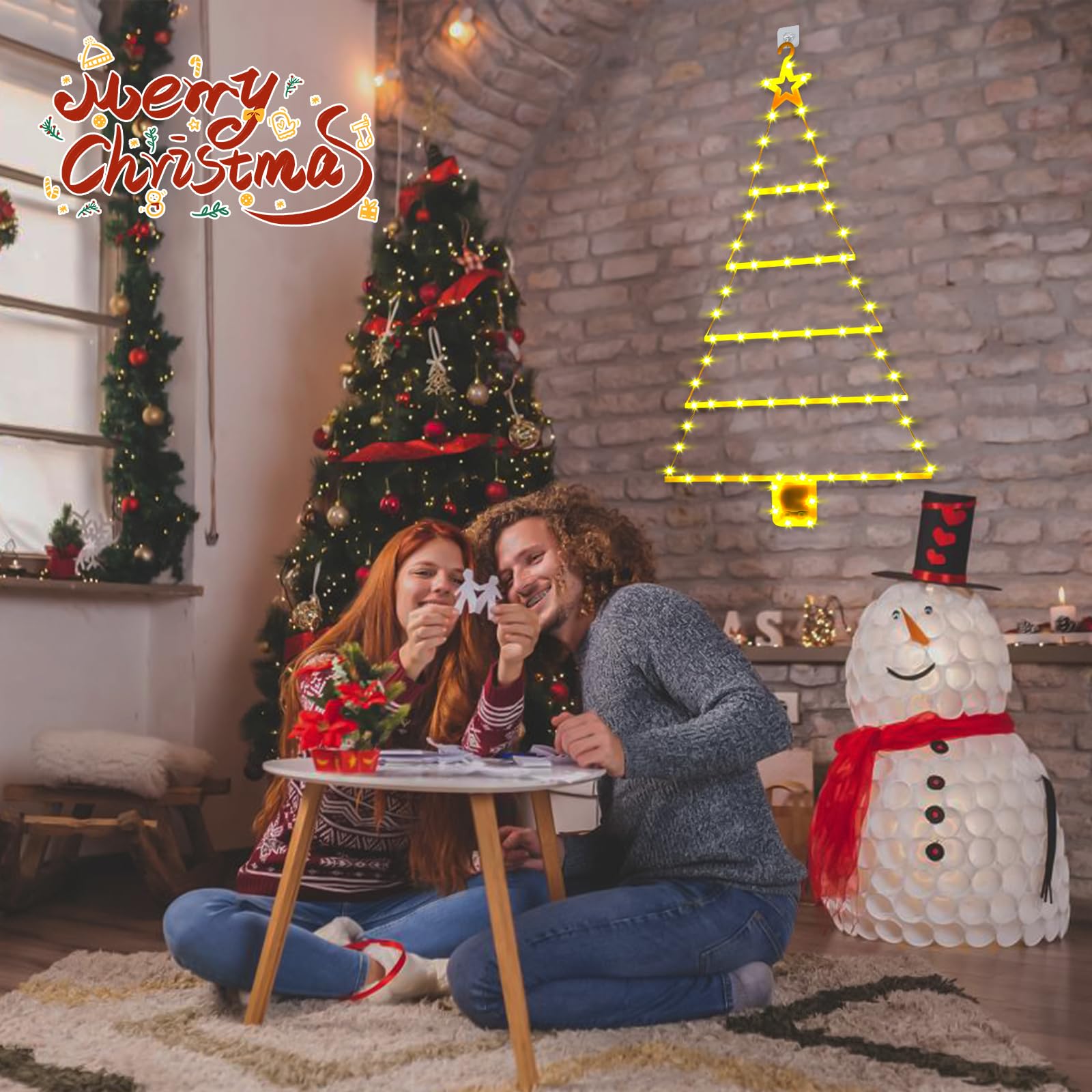 Décoration Festive Lumineuse Échelle Père Noël LED 1,75 M - Guirlande Lumineuse 8 Modes - Minuterie - Décoration Noël Intérieur/Extérieur échelle Lumineuse Noel