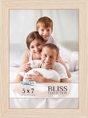 Miniatura 1 de Icona Bay Bliss Collection - Marco de fotos de roble claro de 5 x 7, marco compuesto de madera de estilo moderno, para mesa o montaje en la pared,