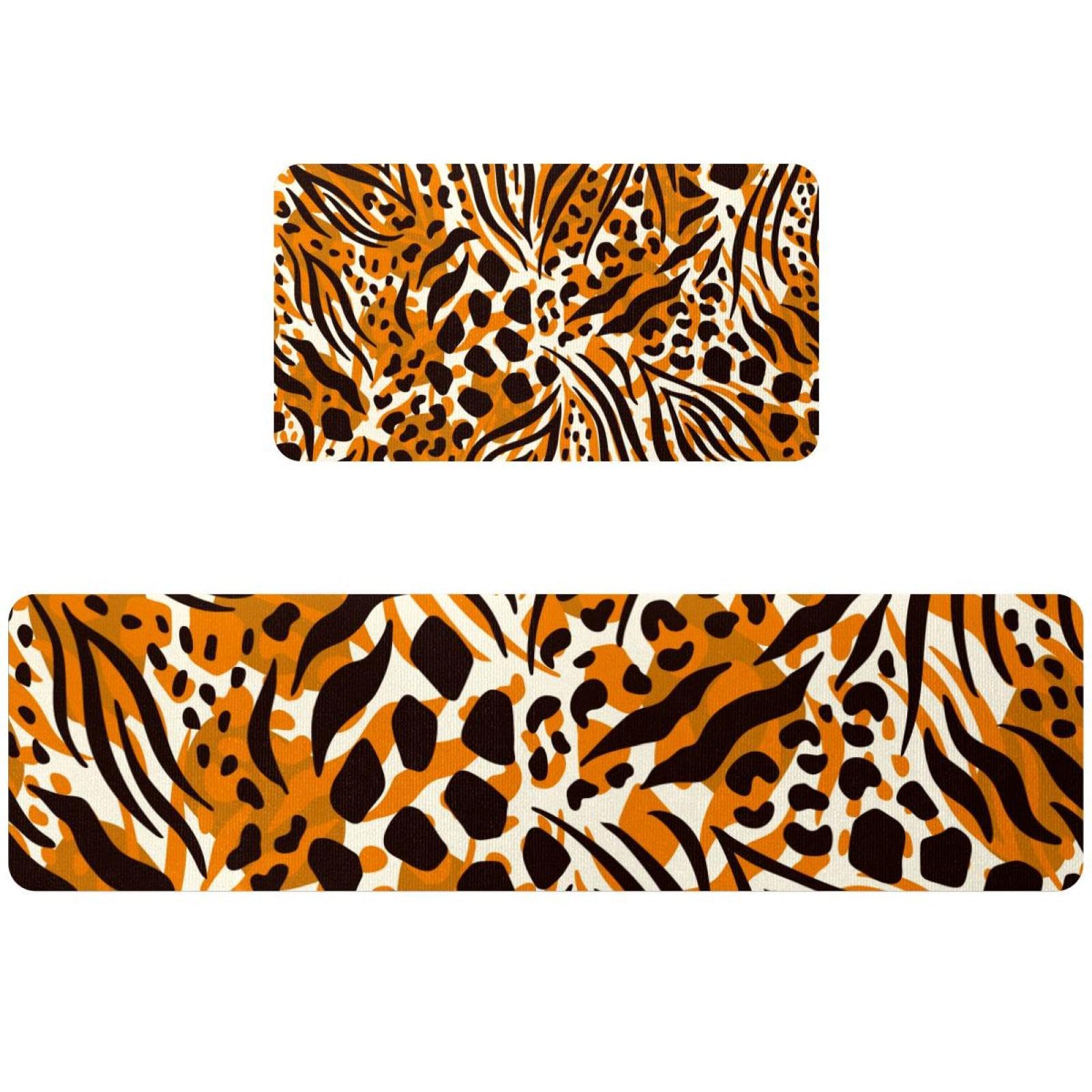 Tapis de cuisine absorbant résistant aux glissades lavable lot de 2 motif peau d'animal