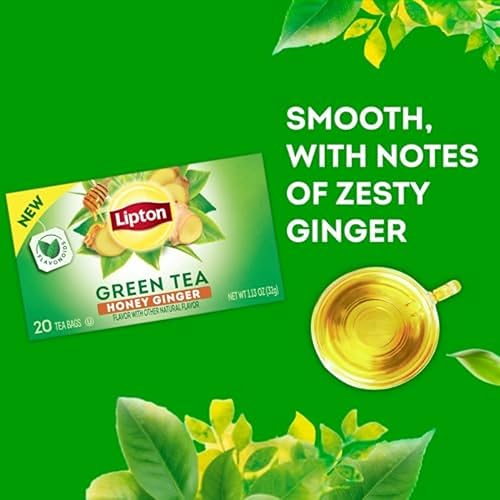Miniatura 4 de Bolsas de té Lipton Honey Ginger, saborizadas, bolsitas de té sin endulzar para té caliente o té helado con cafeína y flavonoides, 20 bolsas de té