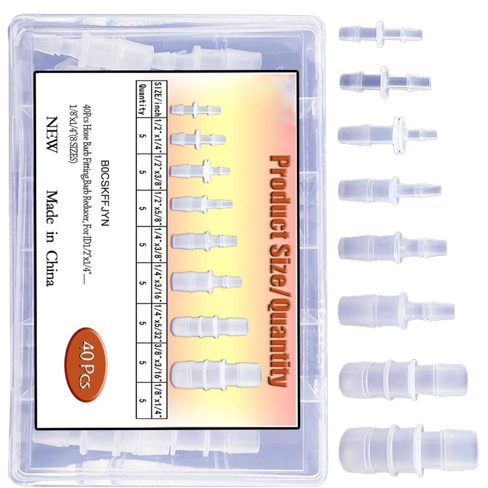 40Pcs Sturdy Pipe Couplings Resistant Barbed Fittings for Laboratory Lines Fluid Transfer Hose Reducer Fittings