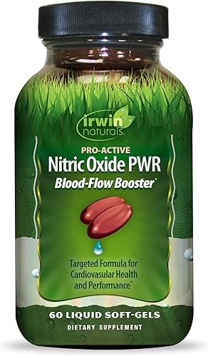 Irwin Naturals Pro-Active Oxide Nitric Oxide PWR - 60 geles suaves líquidos - Refuerzo de flujo sanguíneo con L-citrulina, raíz de remolacha y