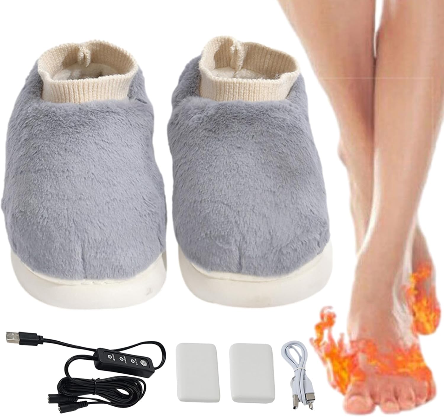 Amazon.com: gibsy Heated Slippers, Rechargeable Heating Shoes, USB ...