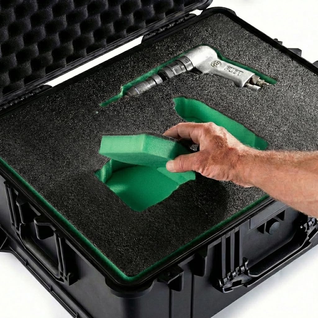 Schiuma multistrato 1200 x 800 mm, ad alta densità, personalizzabile, per imballaggio, protezione e organizzazione sicuri, ideale per cassette degli attrezzi e attrezzature sensibili (verde, 50 mm)