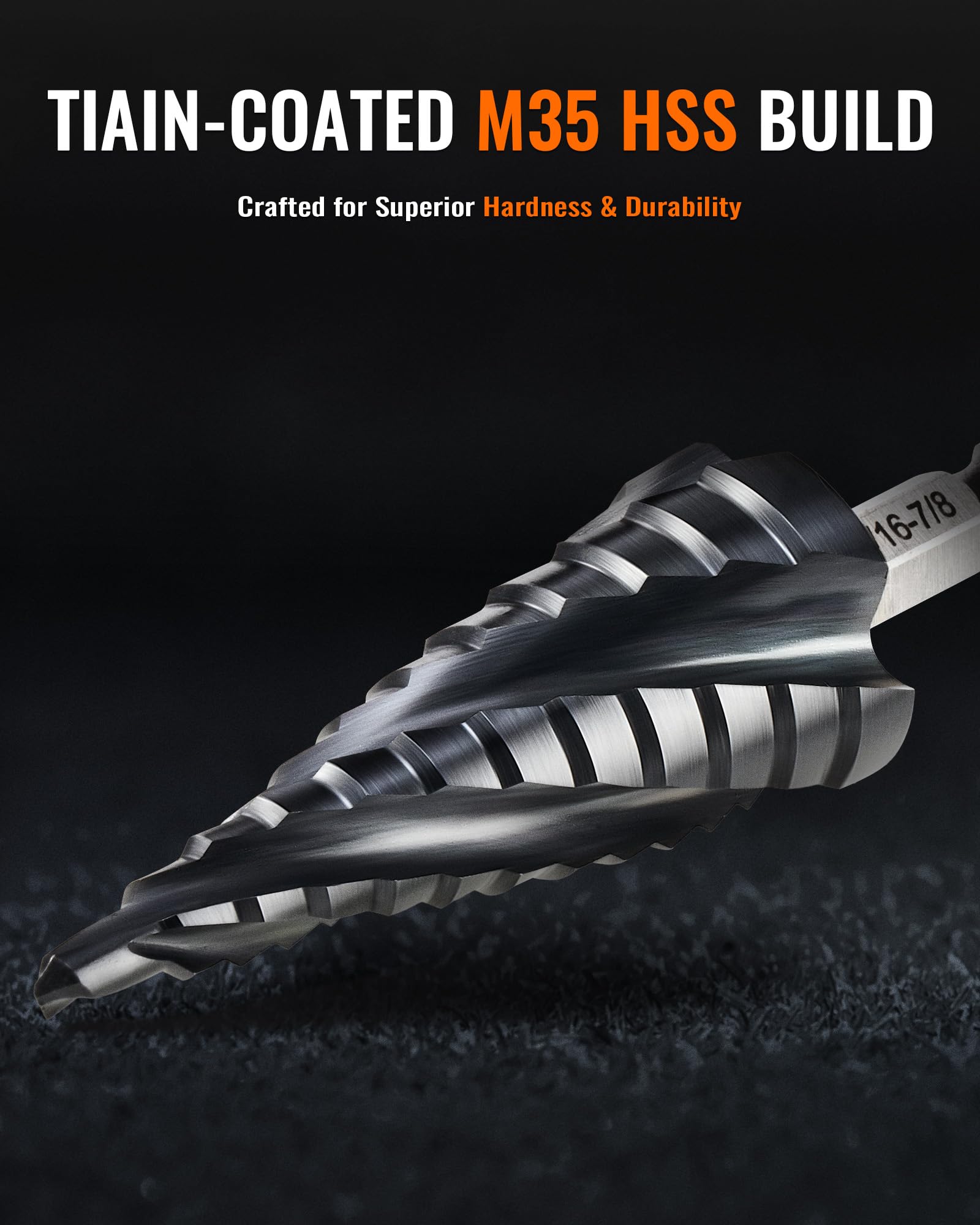 SALI HSS Step Drill Bit 4-12 Mm Four Spiral Flute Titanium Step Drill 1/4" Hex Shank Quick Change Design High Speed Steel Step Drill Bit For Metal, Stainless Steel, Aluminum, Wood, Plastic