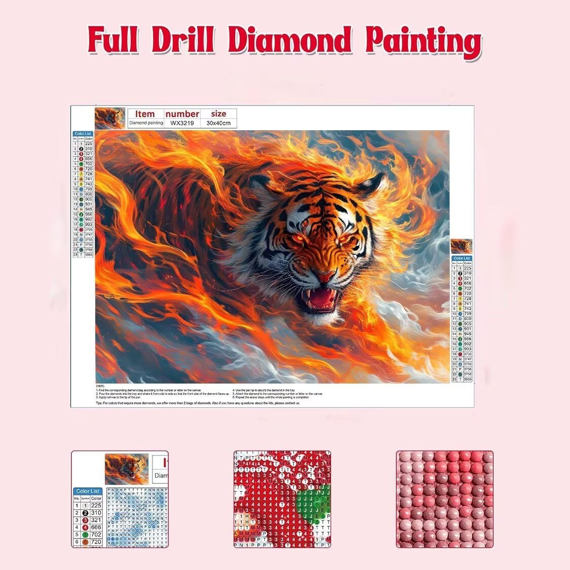 DIY Malarstwo diamentowe 5D, diamentowa sztuka, płomień, tygrysy, zestawy dla dorosłych, sztuka ze strasu, haft, artykuły rzemieślnicze, dla dzieci i dorosłych, idealna dekoracja ścienna do domu,