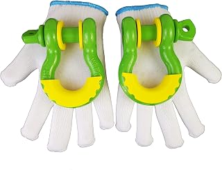 Pack of 2 Green Powder Coated 3/4 D Ring Shackles with Gloves Bundle with Yellow Shackle Isolator to Protect Your Tow Shackles and Bumper Reduce Rattling