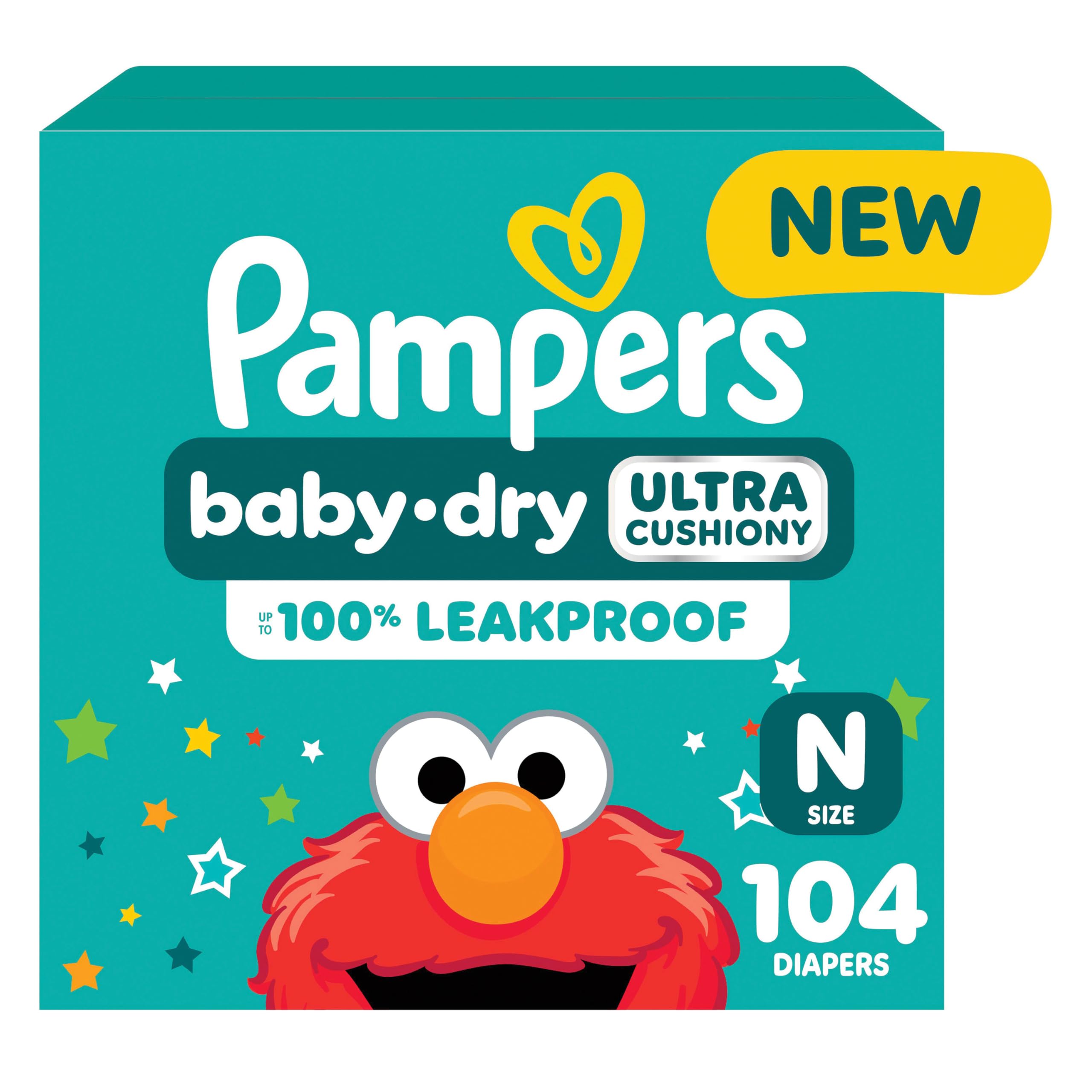PampersDiapers - Baby Dry - Size 0, 104 Count, Absorbent Disposable Newbort Diaper (Packaging May Vary)