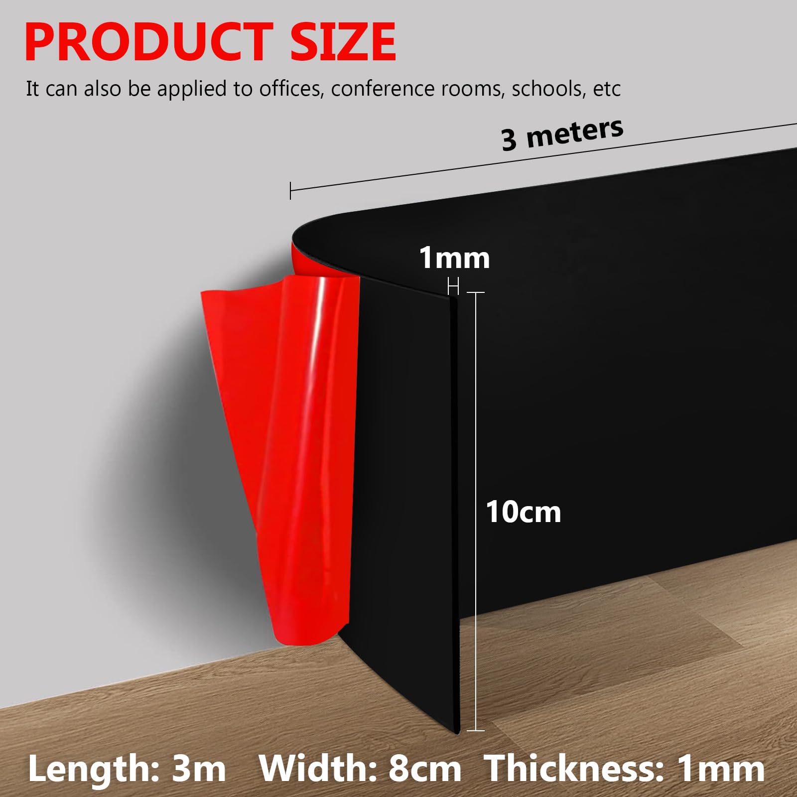 Selbstklebende PVC-Sockelleiste PREMIUM 10 cm, glatte flexible FLEX- Sockelleiste, für Böden, hell Eiche, 10 m