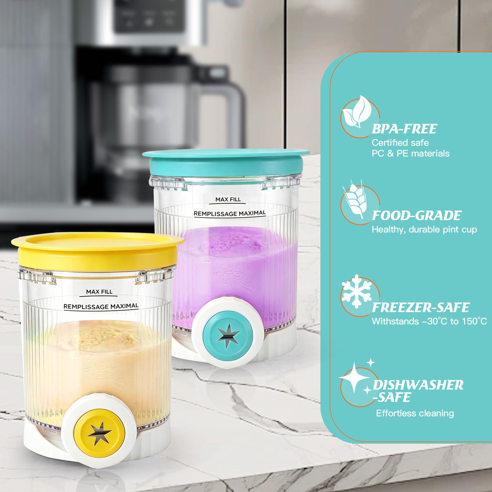 Ninja Creami Behälter für Ninja Creami Swirl, 4 Stück 408ML Behälter mit Farbigen Dichtdeckeln für Ninja Creami Scoop & Swirl Kompatibel mit NC700 NC701EU, BPA-Frei, Spülmaschinenfest