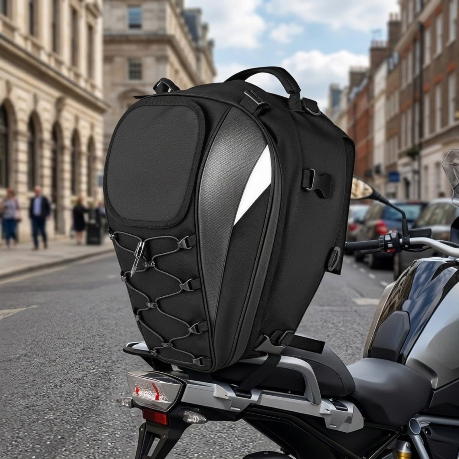 Bolsa trasera impermeable para motocicleta con cubierta de lluvia