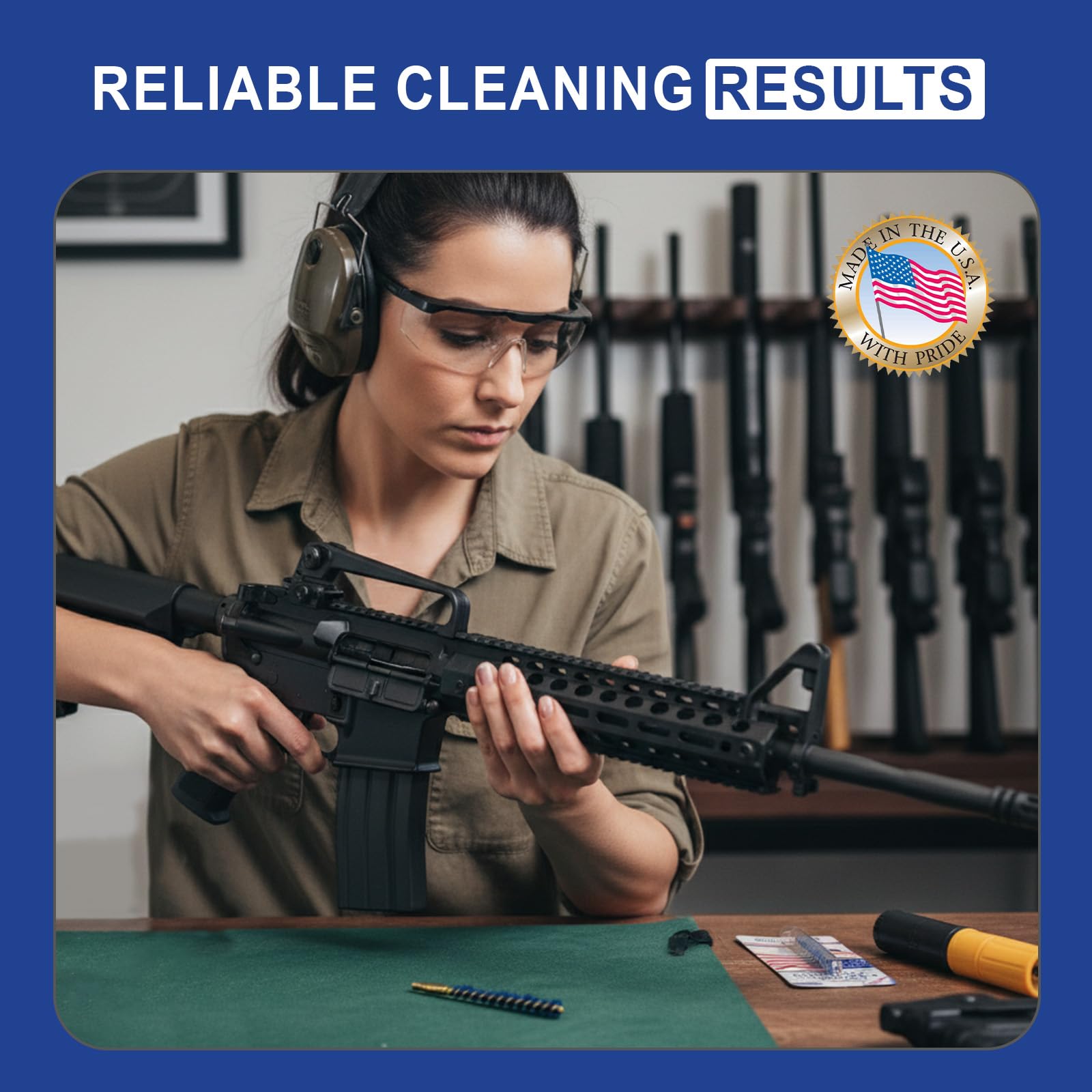 Iosso Premium Bore Brush – Blue Synthetic Fiber – Durable, Long-Lasting Tool for Gun Maintenance – Made in USA Bore Cleaning Brush (6mm/.243/.25 Cal Rifle BORE Brush)