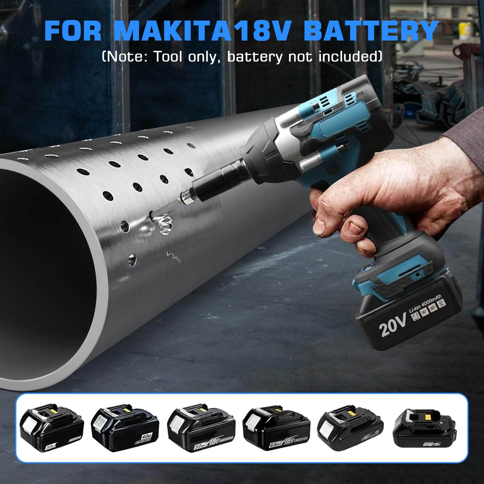 LIROPAU Avvitatore a Impulsi Brushless, 1/2" 1000Nm Chiave a Urto Elettrica compatibile M-akita 18V, Coppia Elevata Avvitatori a Massa Battente con 6 bussole, Trapano Batteria per Auto e Casa