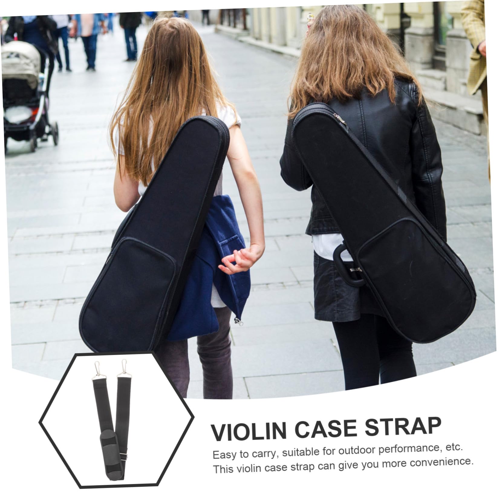 Cinghie per Custodia Violino 2 Pezzi Nere Fibbie Metalliche | Spallacci Imbottiti Regolabili, Tela e Metallo, per Violino e Custodia, Uso Esterno
