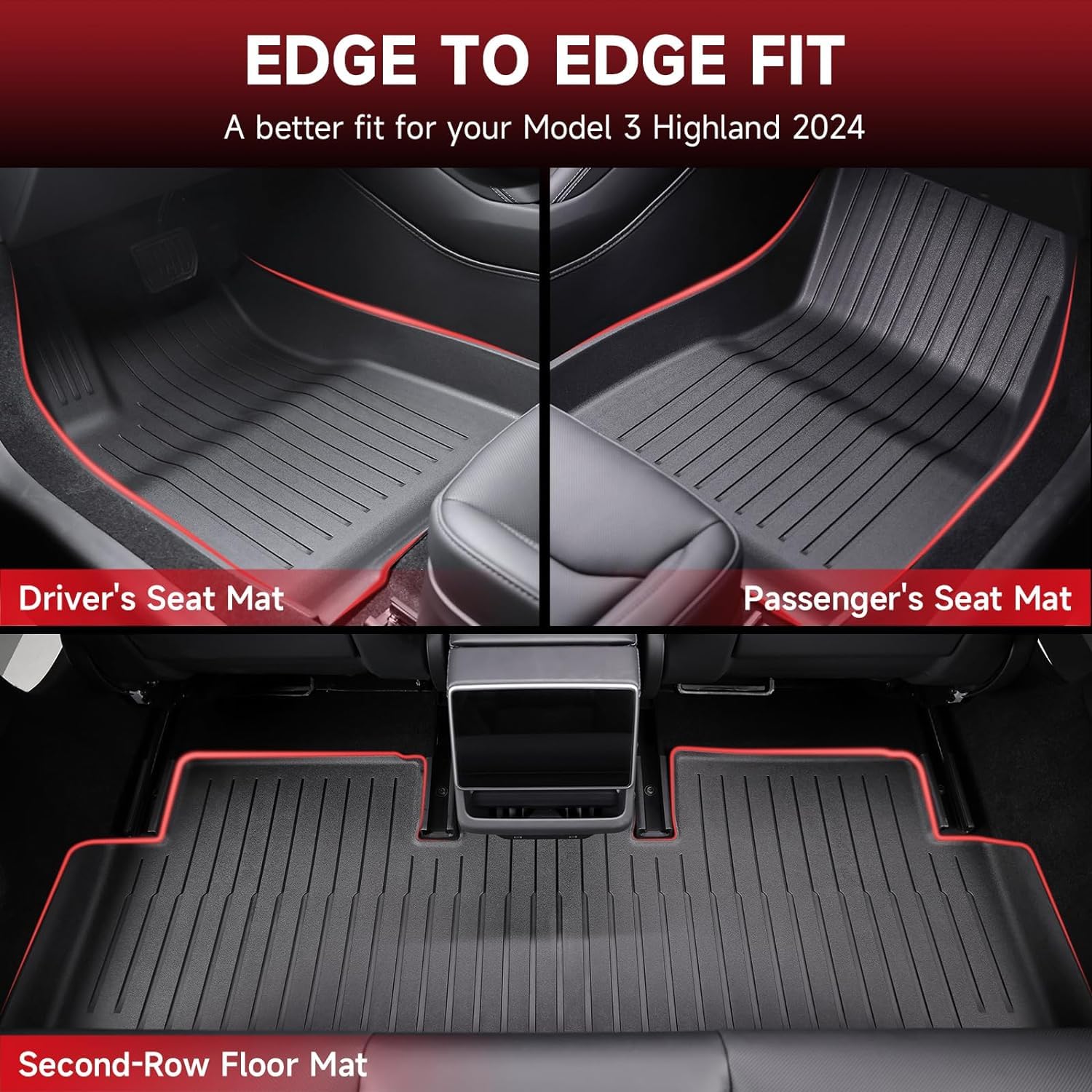 Set Di 4 Tappetini Auto In Moquette Per Tesla Model 3 Highland 2024 – Antiscivolo, Impermeabili, In Terra Di Diatomee, Protezione Su Misura Per Pedali E Sedili