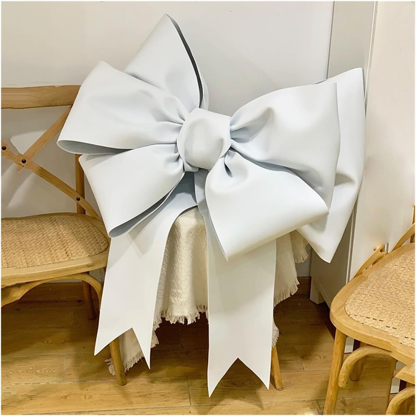 Large Bowknot DIY Handmade Accessories Party Wedding Arch Decor Home Background Wall Hanging for Party(White,75 x 115cm)