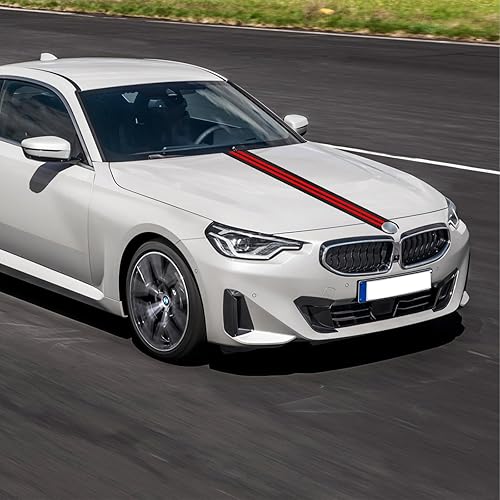 Miniatura 4 de ramuel Compatible con calcomanías de fibra de carbono para tapa de maletero de automóvil, diseño de rayas, estilo deportivo de carreras, calcomanías