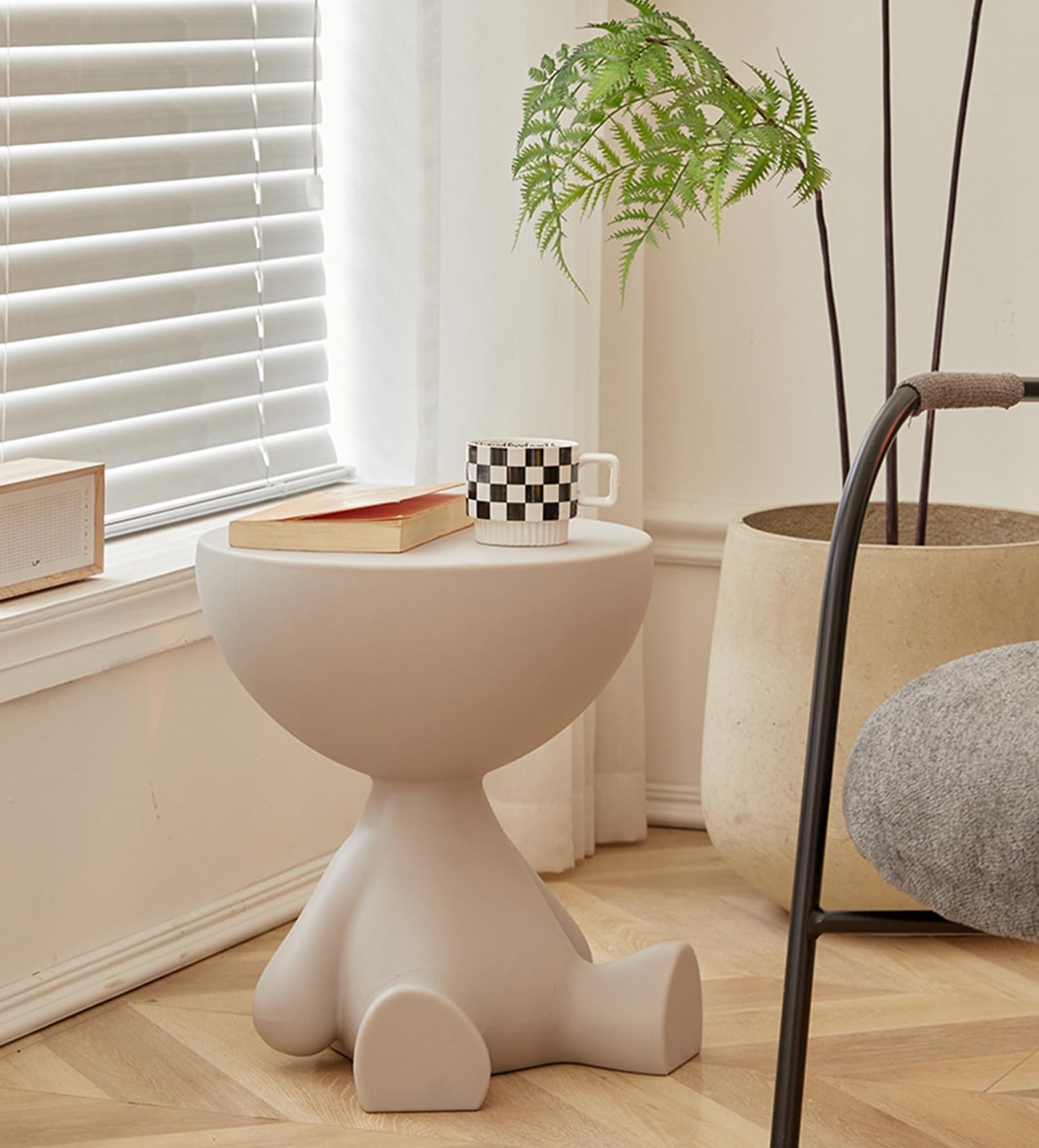 End Table, Cream Style Living Room Sofa Side Table, Bedside Desk Stand, Movable Nightstand, Modern Corner Tea Table, Rustic Style Acdent Tables, Bedroom, Office & Balcony, Easy to Assemble (Style-C)