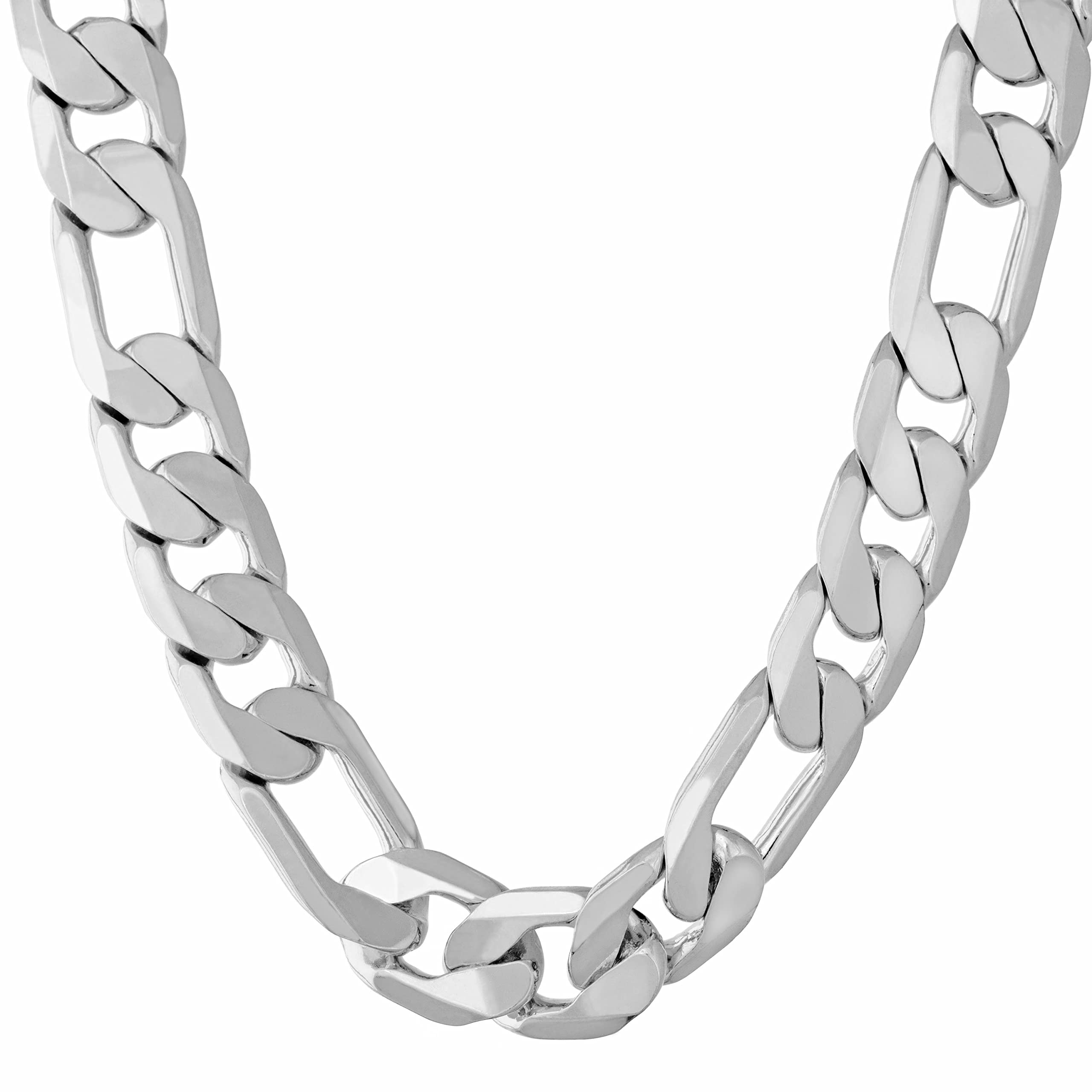 LIFETIME JEWELRY Beveled Figaro Chain Necklaces for Women and Men 24k Real Gold Plated (6.5mm, 8mm, 9.5mm & 11mm)