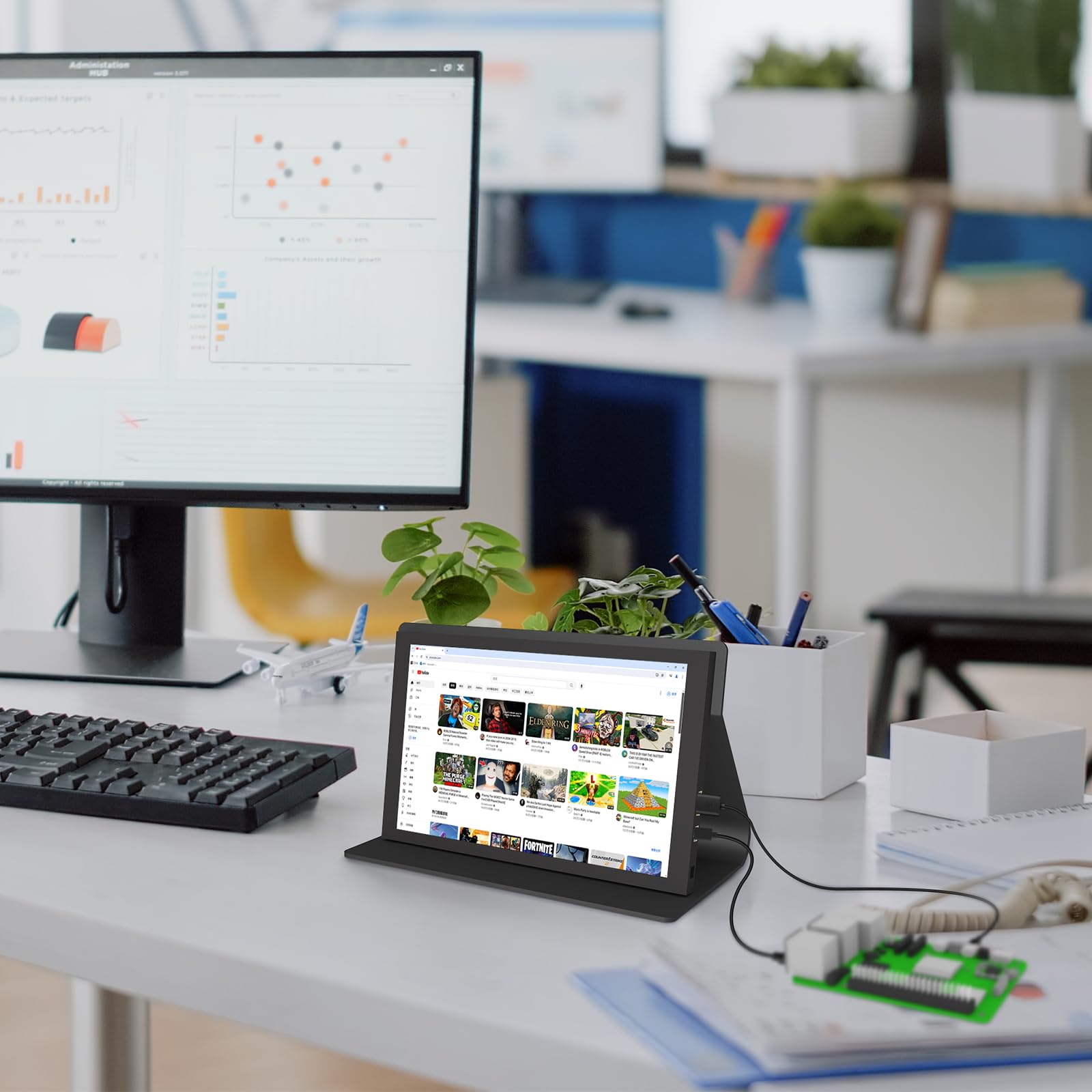 Mini monitor HDMI da 7 pollici, monitor portatile, visualizzazione LCD 1024 × 600, angolo di visione 178°, IPS, mini display piccolo per PC/TV/DVD/CVBS (senza visualizzazione touch)