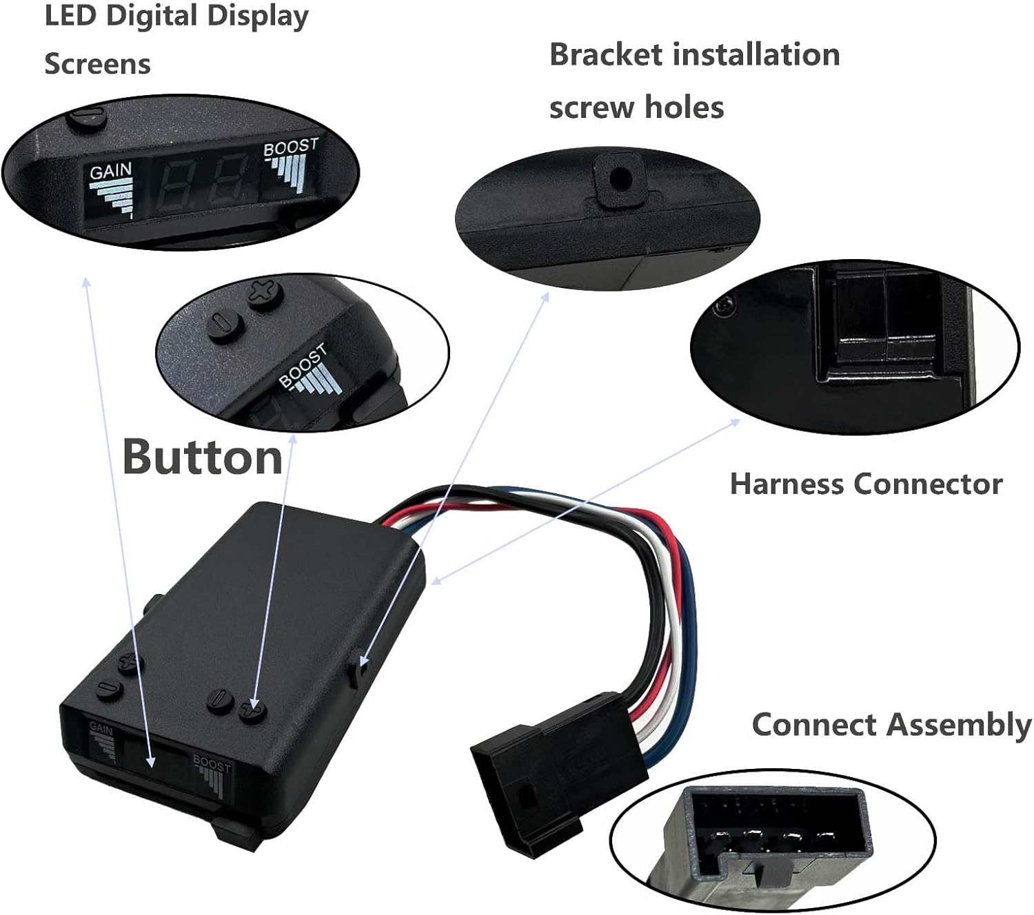 Proportional Trailer Brake Controller 8508211 with LED Digital Display Compatible with 1-4 Axle Heavy Duty Towing Trailers RV Trucks and Load,Plug and Play