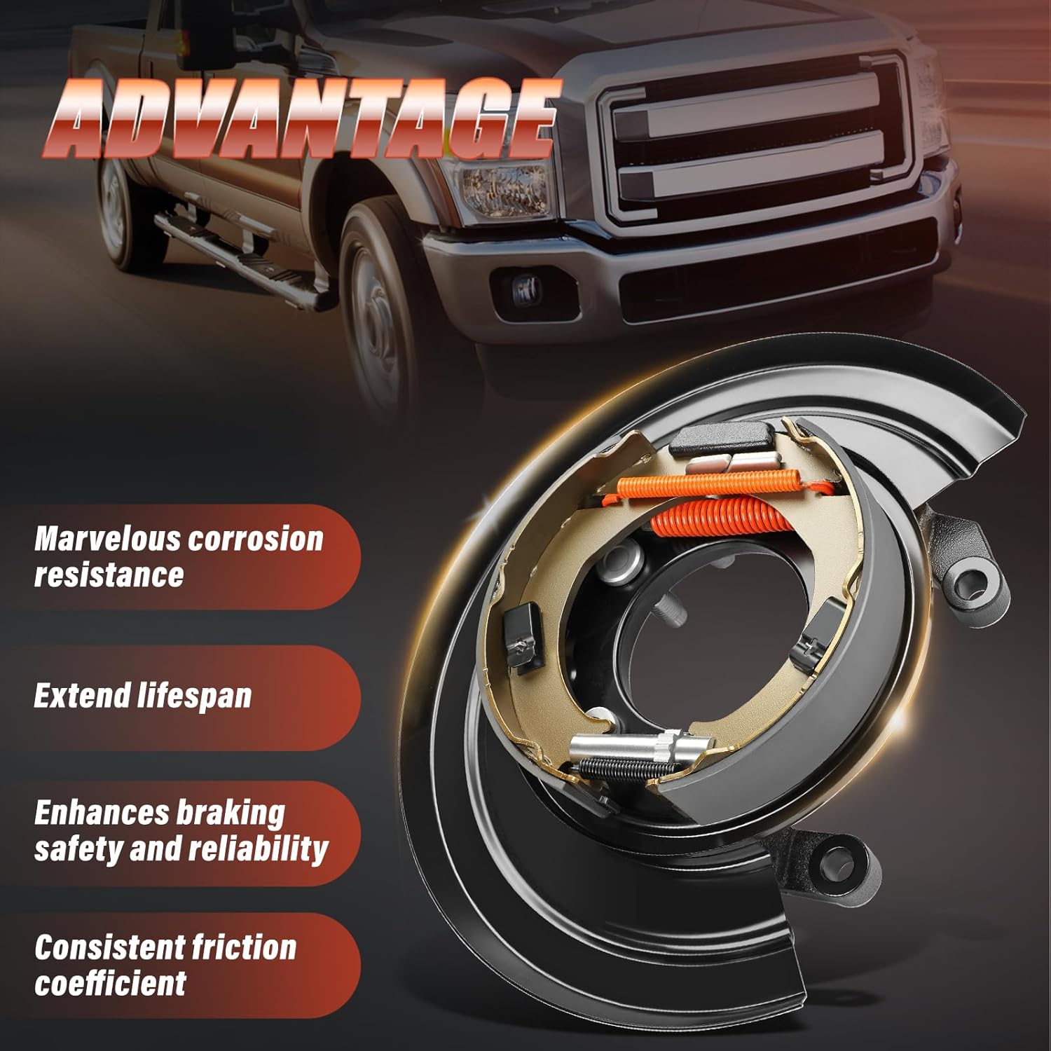 926271 Rear Left Driver Side Loaded Parking Brake Backing Plate Assembly, Fit for Ford Excursion | Fit for F-250 | Fit for Ford F-250/F-350 Super Duty, OE 926-271, YC3Z2210CA