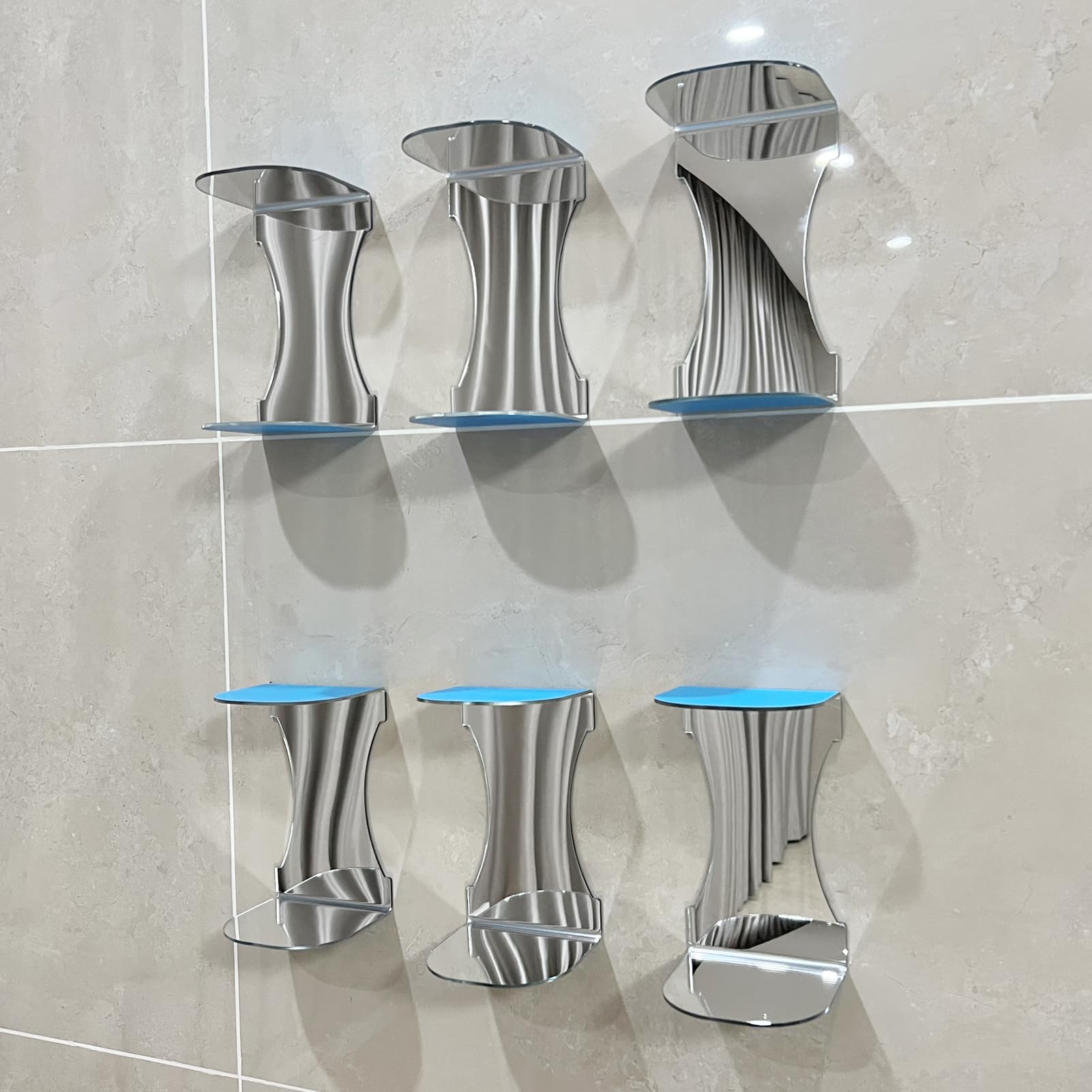 YODAR Acrylic Floating Shelves Wall Mounted Set of 6, Funko Pop Display Case for Room Décor, Adhesive Wall Shelf Hanging Display for Decoration & Storage, Holds 12 Figures