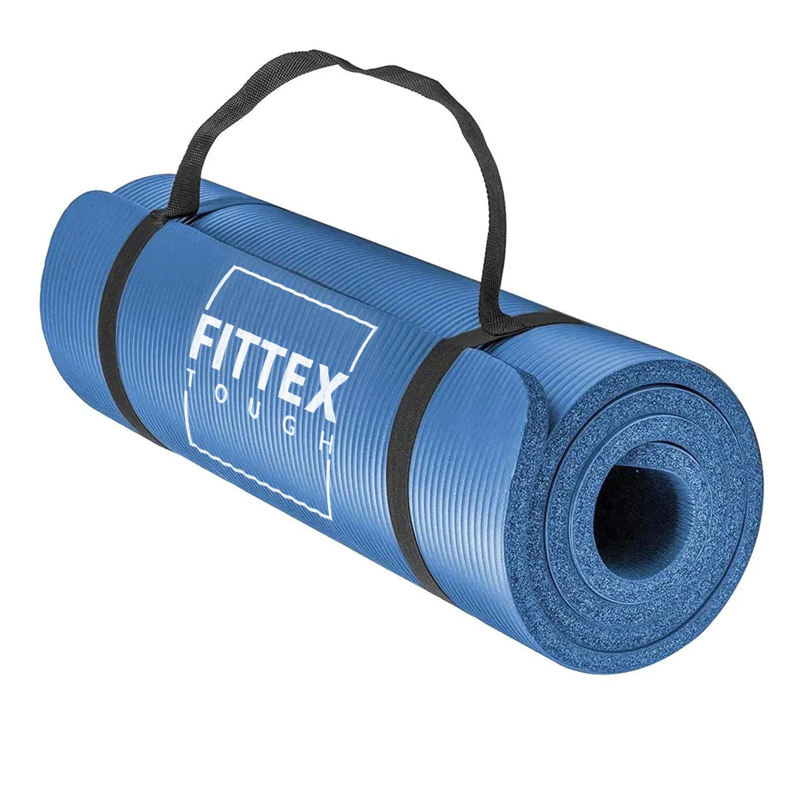 Yoga Mat with Carry Strap, Non-Slip 10mm Thick TPE – 188x61x1cm Yoga Mat for Fitness, Pilates, Exercise – Eco-Friendly, Portable, Available in Black, Blue, Grey by Fittex