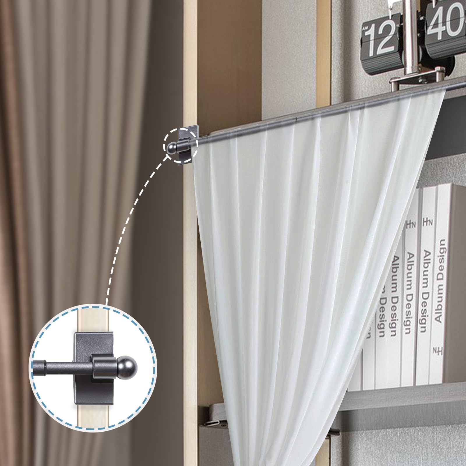 Tension Rods 24-36 Boom Jog Magnetic Curtain Rods For Metal Doors,No Tools Required,Multi-Use Adjustable Appliance For Windows Iron Steel Places,16-28 Inch,4 Pack,Black Door Curtains For Door Window