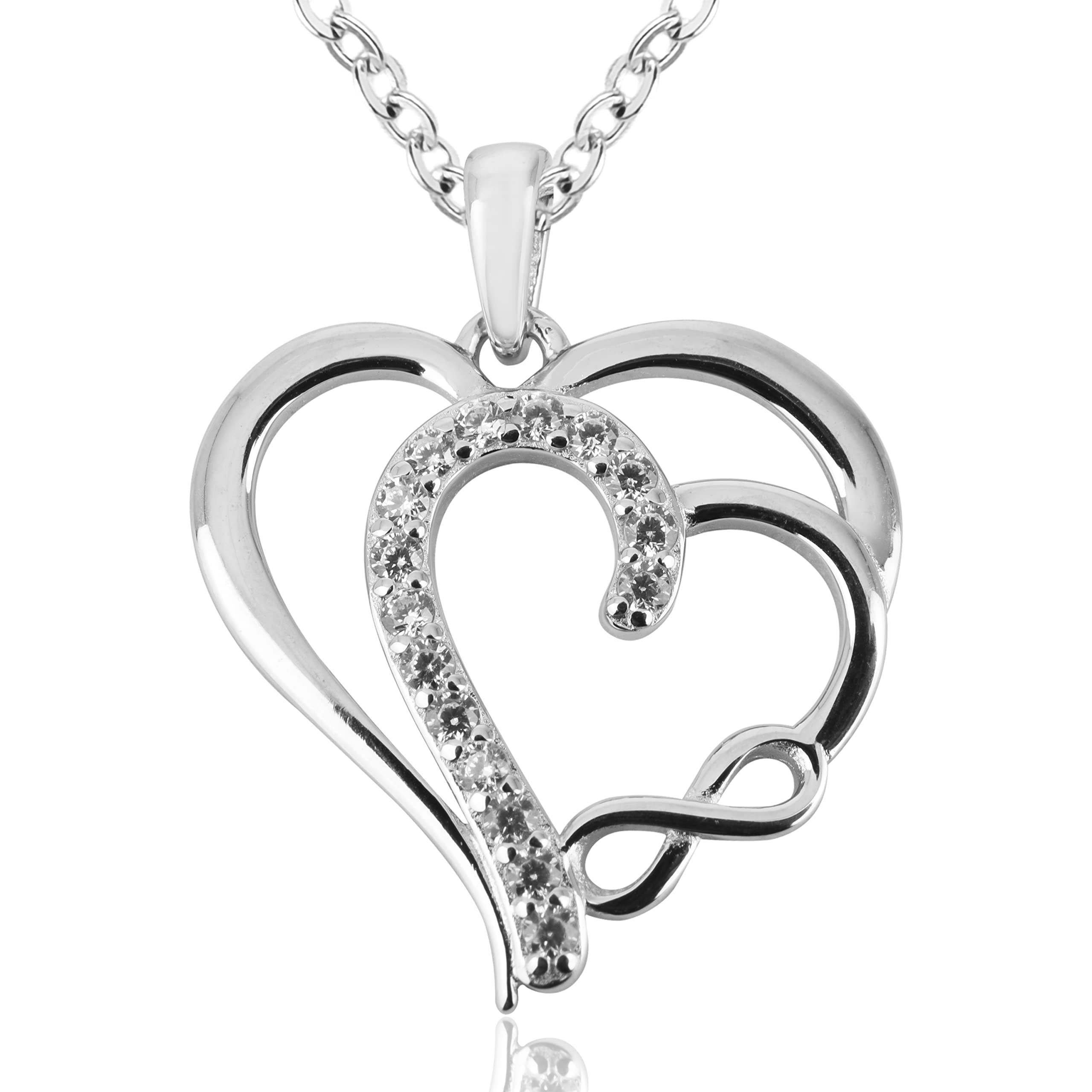 GAIA DREAMINGDouble Heart Necklace for Women - 925 Sterling Silver Infinity Heart Necklace Gift for Mom, Daughter (M&D) - Someone Special, Her, Wife, Girlfriend & Girls (SPECIAL)