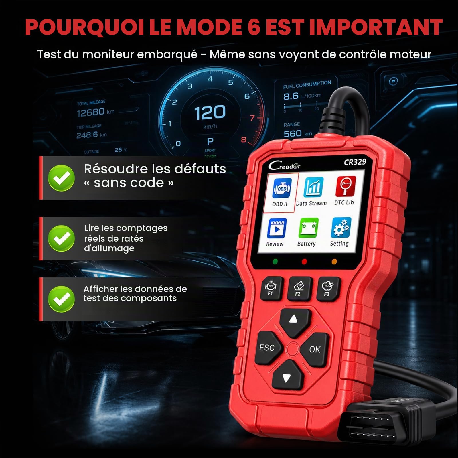 LAUNCH Valise Diagnostic Auto CR329 – Scanner OBD2 Moteur