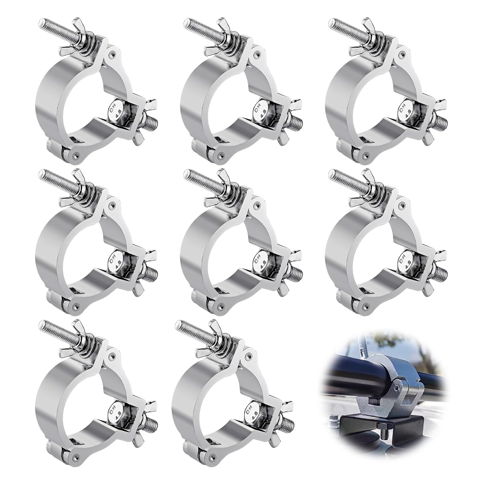 Bordeag Lot De 8 Truss Clamp Crochet De Fixation, Crochets De Fixation Éclairage De Scène, Truss Clamp Pince De Lumière De Scène Pinces En Alliage D'aluminium Pour Éclairage De Scène 28-35mm
