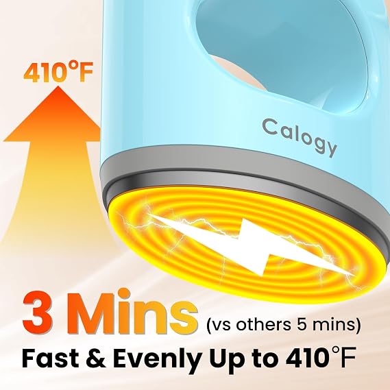 Calogy Super Mini Heat Press Machine, Max 410F & 4 Heating Setting with LED Display, Mini Iron for Crafting with Precision Tip, Easy for Small Objects Like Shoes, Stuffed Animals, Hats (Blue)