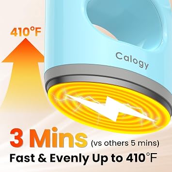Calogy Super Mini Heat Press Machine, Max 410F & 4 Heating Setting with LED Display, Mini Iron for Crafting with Precision Tip, Easy for Small Objects Like Shoes, Stuffed Animals, Hats (Blue)