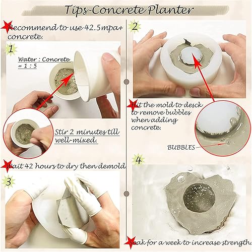 Miniatura 4 de FUNSHOWCASE Molde de silicona para maceta arquitectónica de casa pequeña para resina epoxi, arcilla para hormigón, suculenta, cenicero, diorama,