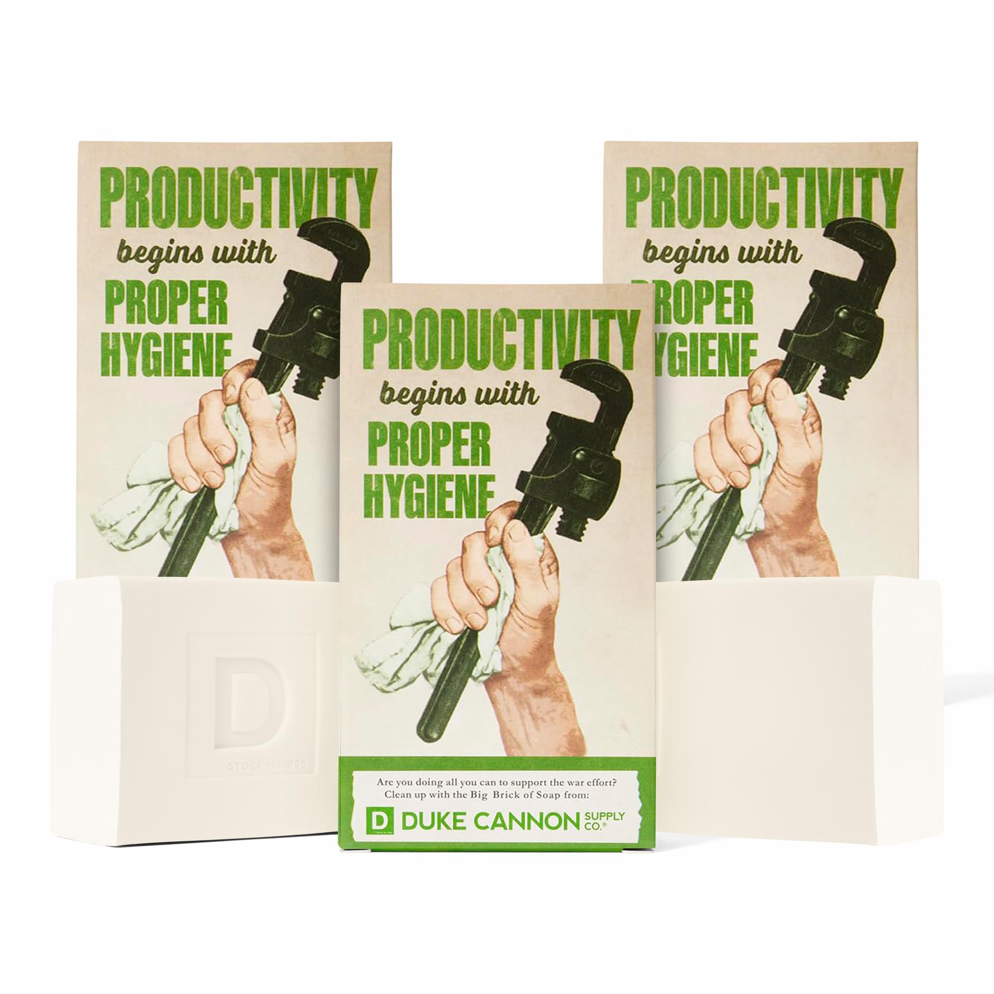 Big Brick of Soap Bar for Men WWII Collection Smells Like Productivity (Fresh, Energizing Mint) Multi-Pack - Superior Grade, Extra Large, All Skin Types, 10 oz (3 Pack)