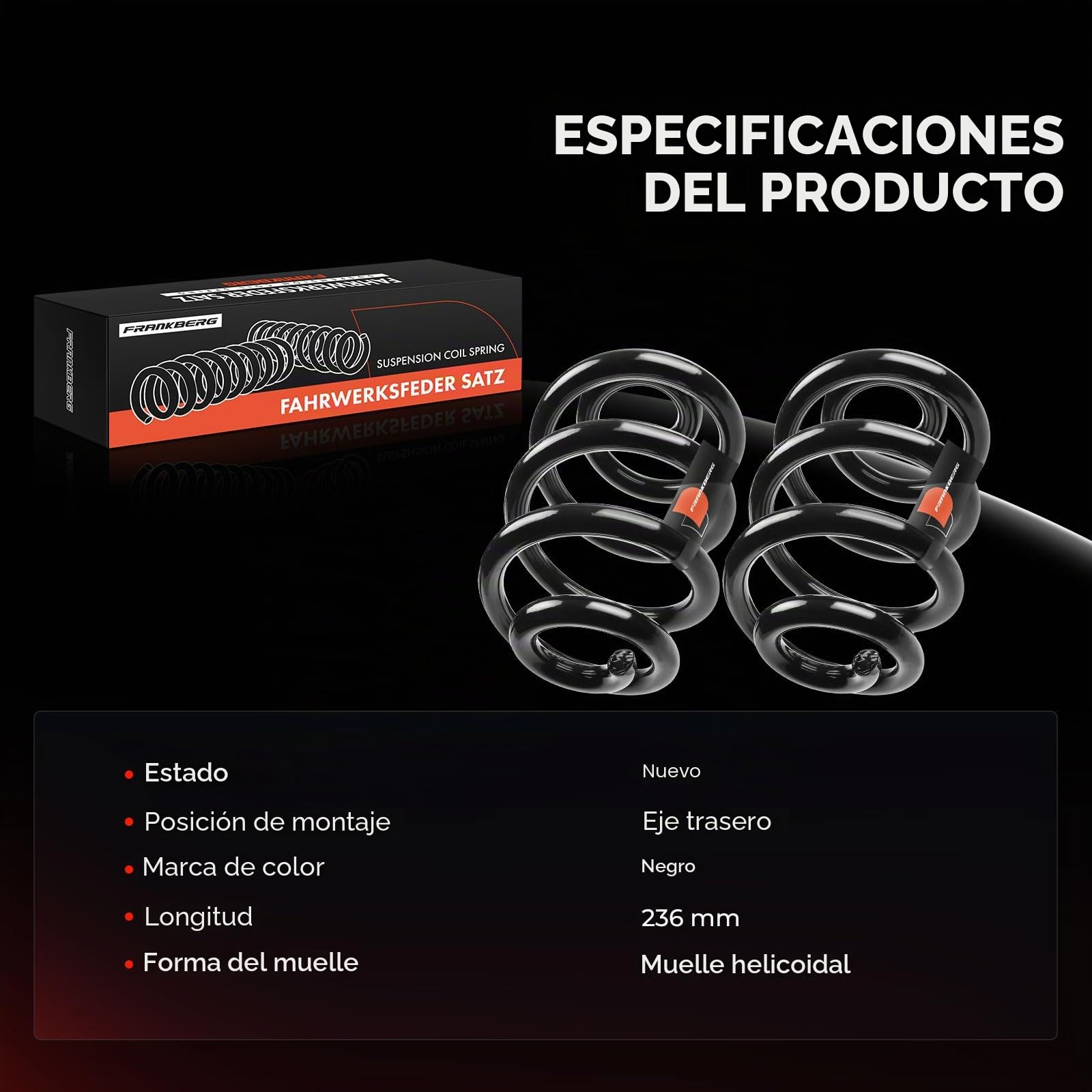 Frankberg 2 muelles de suspensión para eje trasero 701511105M | Compatible con: T.r.a.n.s.p.o.r.t.e.r IV Bus Kasten Pritsche/Fahrgestell