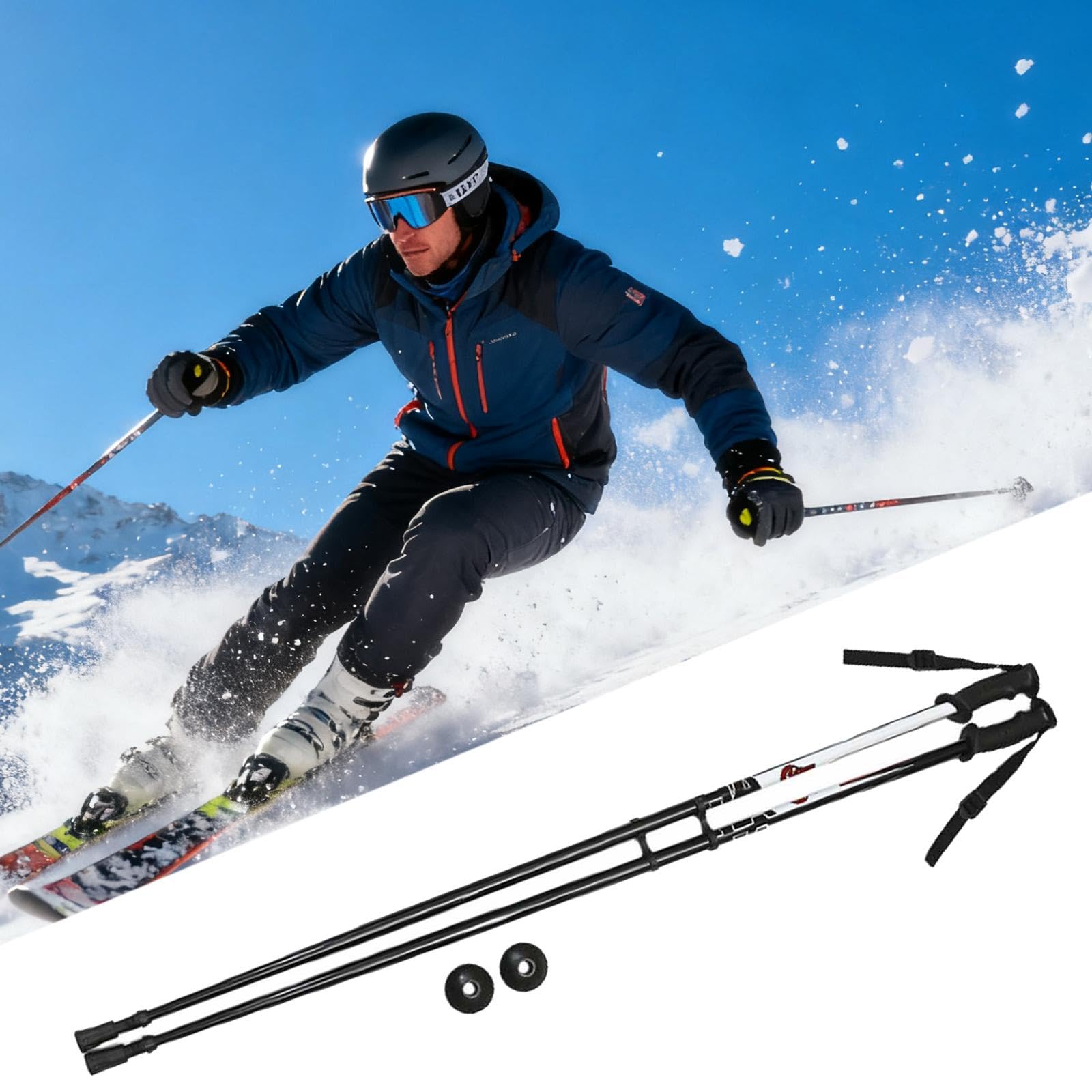 Bâtons de Ski Portables, Poignée Confortable, pour Hommes et Femmes, en Alliage D'aluminium, Légers, pour Le Ski et Le Snowboard de Compétition