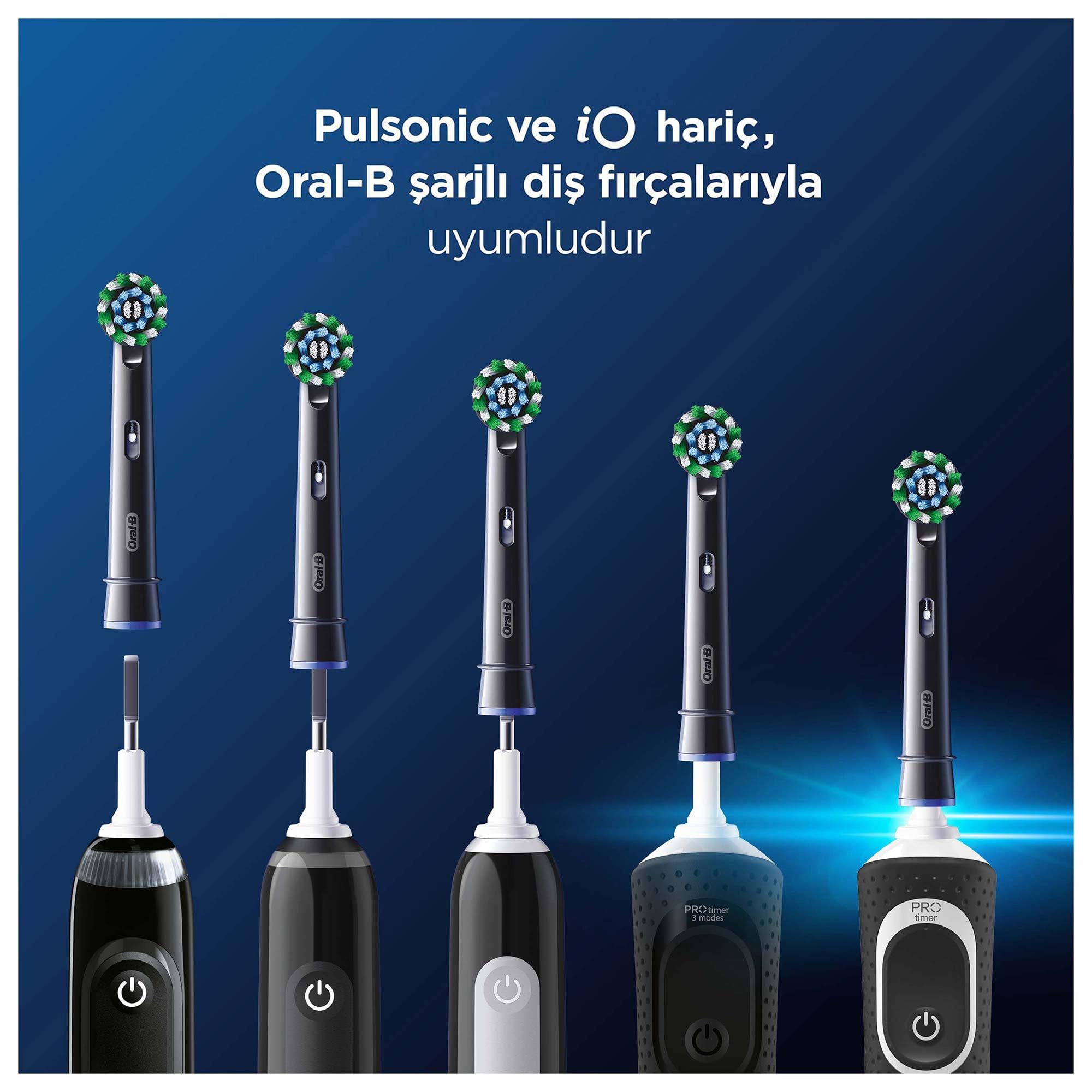 Oral-B Cross Action X-Filament Siyah Şarjlı Diş Fırçası Yedek Başlığı 4 Adet