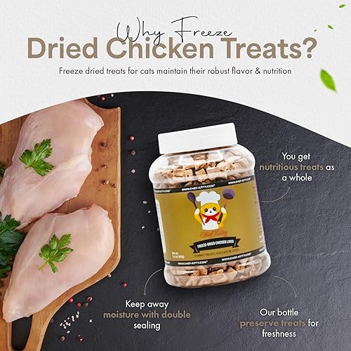 Miniatura 6 de Golosinas de hígado de pollo liofilizadas o toppers - Hecho de 100% pollo solo 1 ingrediente - Hacemos nuestras golosinas para gatos y perros en los