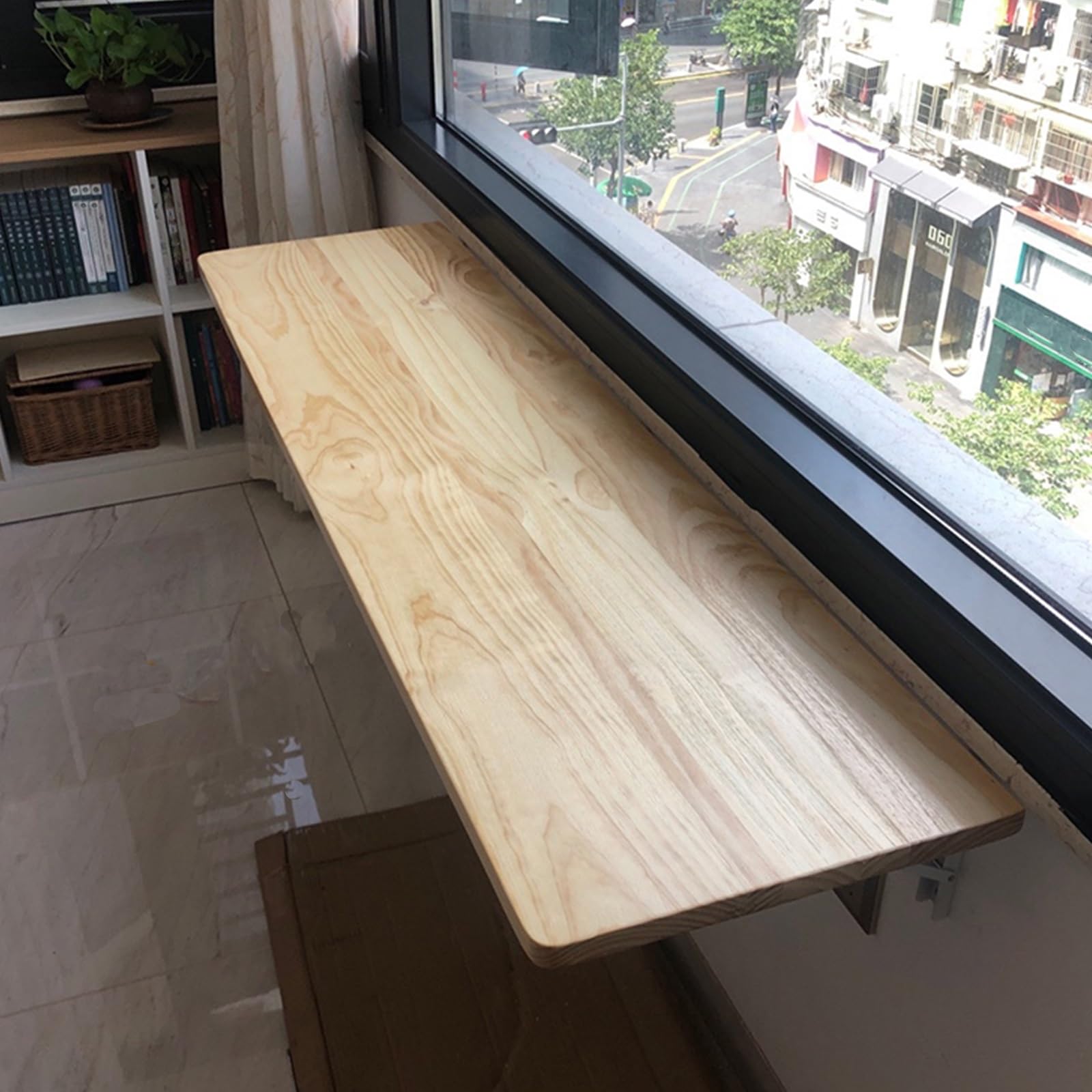 HDZNDH Escritorio Plegable de Pared de Madera Maciza、Banco de Trabajo Plegable de Pared、Barra Plegable de Pared，con Soporte de Acero Ajustable，Adecuado para oficinas, cocinas, Salones, dormitorios