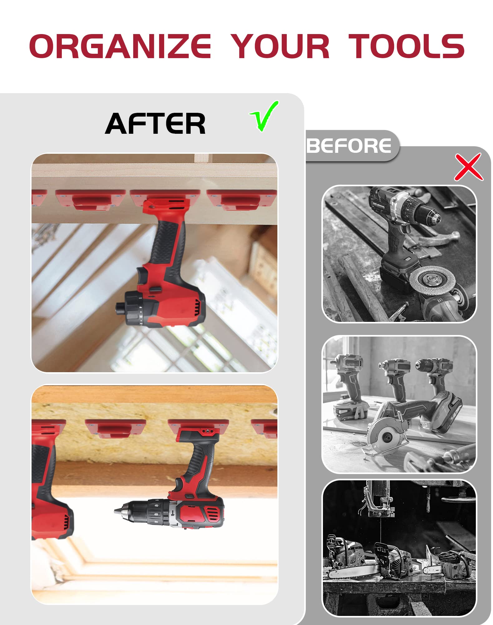 Lot de 6 supports à outils pour Milwaukee M18 18 V, support mural pour perceuse, rangement d'outils électriques, rangement d'atelier pour chantiers de construction, équipements agricoles