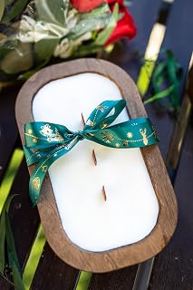 Wood Dough Bowl Candle – Handcrafted Soy Wax Candle in Rustic Wooden Bowl – Farmhouse Home Decor Gift – Long Lasting Natural Scented Candle (Cashmere Musk)