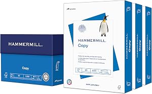 Hammermill Paper, Copy, 20lb, 8.5 x 11, 92 Bright, Letter, 1,500 Sheets / 3 Reams, (113620), Made In The USA